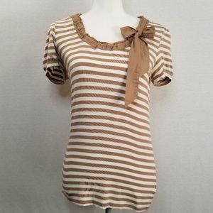 MICHAEL KORS Women Striped Top w/tie at Neckline M